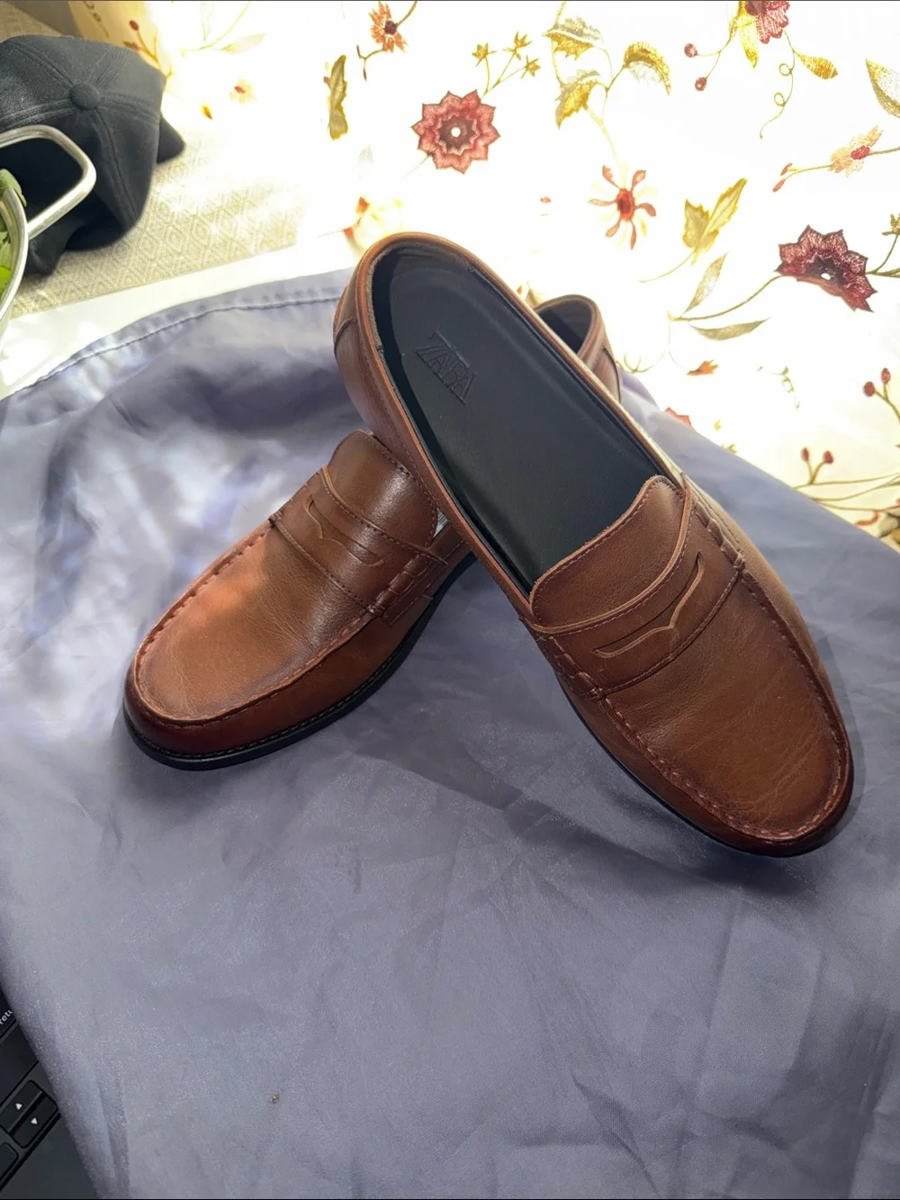 Zara Brown Leather Penny Loafers - Classic Slip-On Style